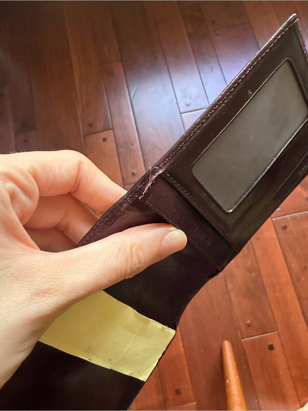 Tumi Deep/Mahogany or Dark Burgundy Leather ID & Card Holder